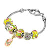 Yellow Rose Pink Murano Glass Silver Dangle Cute Sandal Beaded Bracelet