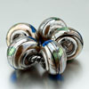 5 Glitter Light Green And Blue Spots Murano Glass All Brands Beads  ... 