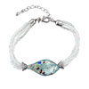 White With Blue  Murano   Glass  Beaded Bracelet