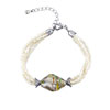 Cream With Gray Murano Glass Beaded Bracelet
