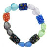 Multicolored Murano Glass Heart And Drop And Square With Flowers Bracelet ...