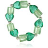 Green Heart And Square Murano Glass Beaded Bracelet