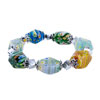 Pearl White Green And Orange Millefiori Murano Bracelet