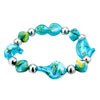 Pale Blue Murano Glass Twist Drop With Colorful Dots Bracelet