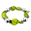 Yellow Green Murano Glass Twist Drop With Brown Stripe Bracelet