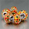 5 Red Hots With Yellow Flower Beads  Charms Bracelets 