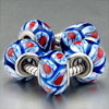 5 Deep Blue With White Flower Beads  Charms Bracelets 