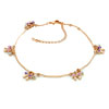 18K Gold Plated Flowers Clover Dangle Ankle Bracelet