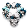 Green And Heart Beads Dangle Heart Bracelet