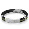 Black Silicone With Yellow Loop With Pattern And Stainless Steel Id Bracelet With Cross