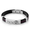Black Silicone With Dark Brown Loop And Stainless Steel Id Bracelet With Patterns
