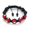Red Against Dots And Black Beads On Black Cotton Rope Adjustable Shamballa...