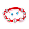 Pink Blue And Pale Beads On Red Cotton Rope Adjustable Shamballa Bracelet ...