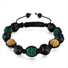 Agate Bead And Green And Topaz Rhinestone Disco Ball Adjustable Shamballa ...