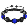 Alternate Sapphire And Black Rhinestone Disco Ball Adjustable Shamballa Br...
