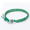 Green Stone On Green Leather One Circle Chan Luu Wrap Bracelet Metal Butto...