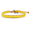 Yellow Stone On Leather One Circle Chan Luu Wrap Bracelet Metal Button Adj...