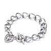 Linked Curb Chain Dangle Heart Charm Bracelets