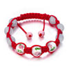 Pink Murano Glass On Red Cotton Rope Adjustable Shamballa Bracelet Bead Br...
