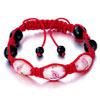 Pink And Black Beads On Red Cotton Rope Adjustable Shamballa Bracelet Bead...