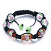 Round And Oval Red And Green Pattern Adjustable Shamballa Bracelet Bead Br...