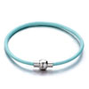 Simple Aquamarine Blue Leather With Metal Button Fit All Brands
