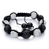 Five Pairs Of Black And White Ball Rhinestone Adjustable Shamballa Bracelet Bead Bracelets