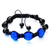 Triple Sapphire Disco Ball Rhinestone Adjustable Shamballa Bracelet Bead B...