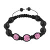 Triple Pink Disco Ball Rhinestone Adjustable Shamballa Bracelet Bead Brace...