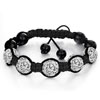 Five White Disco Ball Rhinestone Adjustable Shamballa Bracelet Bead Bracel...