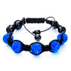 Five Blue Disco Ball Rhinestone Adjustable Shamballa Bracelet Bead Bracelets