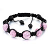 Five Pink Disco Ball Rhinestone Adjustable Shamballa Bracelet Bead Bracelets