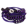 Pugster Purple Turquoise Beads Wrap Bracelet On Black Leather