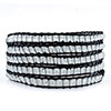 Pugster Classic Gray Agate Beads Wrap Bracelet On Black Leather