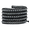 Pugster Black And Light Gray Agate Beads Wrap Bracelet On Black Leather