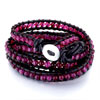 Pugster Red Agate Beads Wrap Bracelet On Black Leather
