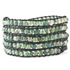 Pugster Agate Beads Wrap Bracelet On Black Leather With Little Metal