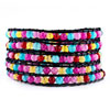 Alternating Shape Of Colorful Bowlder Chan Luu Wrap Bracelet On Black Leat...