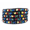 Pugster Alternating Shape Of Colorful Bowlder Wrap Bracelet On Black Leather