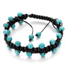 Double Rows Of Trendy Turquoise Gemstone Brown Cotton Adjustable Rope Brac...