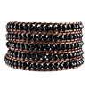 Classic Black Cut Glass Beads Chan Luu Wrap Bracelet On Brown Cotton Bead ...