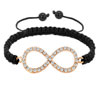 Clear White Crystal Bowknot Black String Infinity Sign Adjustable Bracelet