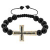 Pure Black Pearls Clear White Crystal Adjustable Bracelet