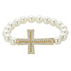 White Pearls Topaz Yellow Clear White Crystal Adjustable Bracelet