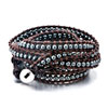 Pugster Elegant Black Hematite Wrap Bracelet On Brown Leather