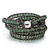 Pugster Elegant Light Green Beads Wrap Bracelet On Brown Leather