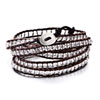 White Crystal Glass Chan Luu Wrap Bracelet On Brown Leather Bead Bracelets