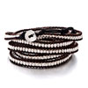 Pugster Stunning Silver Planted Wrap Bracelet On Brown Leather