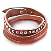 Pugster Contracted Brown Leather With White Square Dots