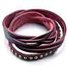 Pugster Purple And Red Lather Wrap Bracelet With Golden Tone Studs